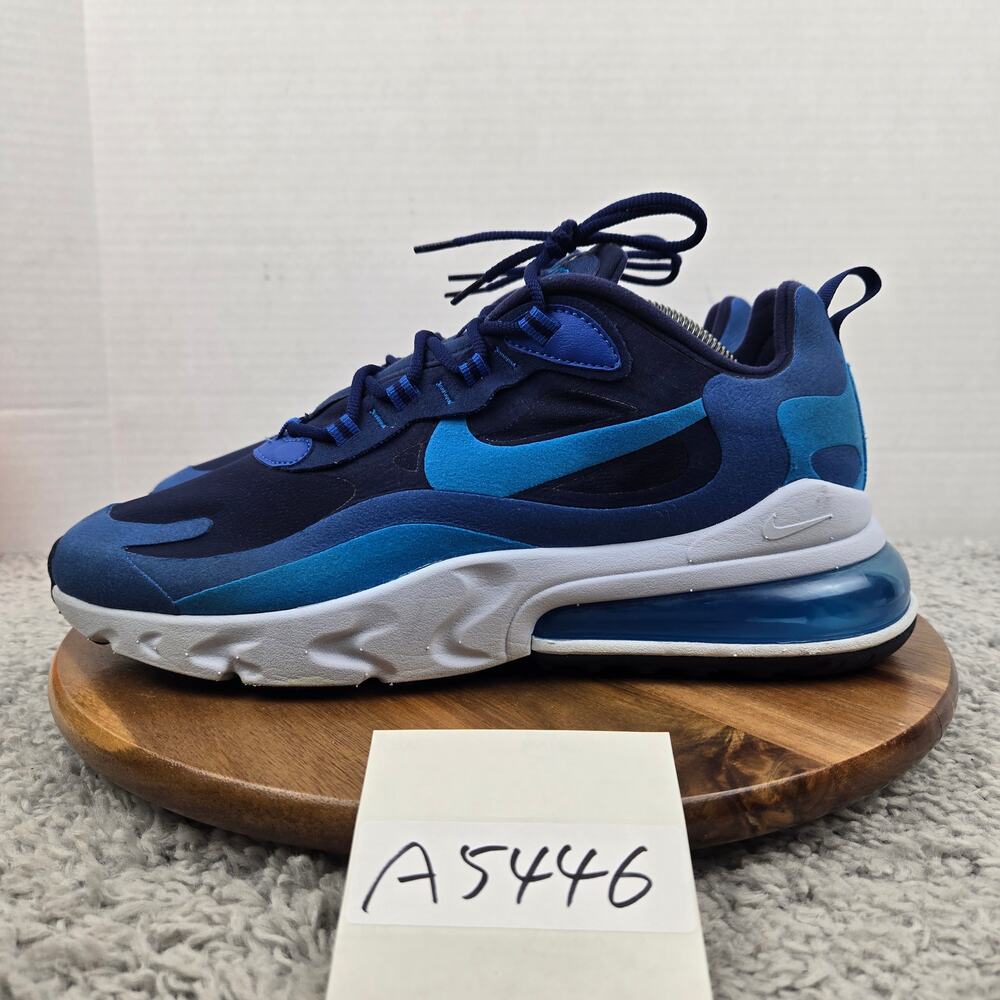 Nike Mens 10 Air Max 270 React Blue Void White Daily Casual Sneaker AO4971-400